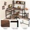 Reversible L-Shaped Corner Desk with Storage Bookshelf and Open Storage Hutch